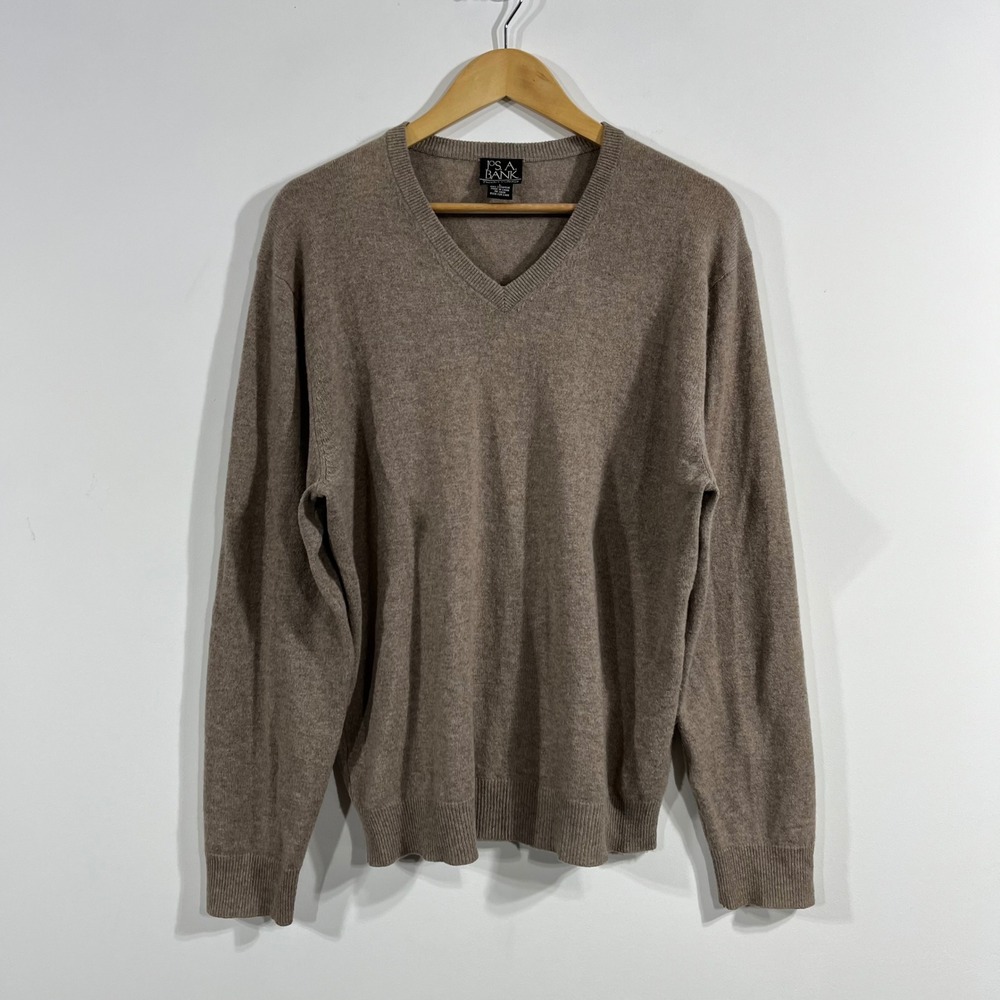 Jos Bank Old Money Office Cashmere Sweater Brown Mens Large Quiet Luxury Preppy